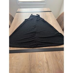 Angie Black Metallic Shimmer High Neck Swing Mini Dress Small